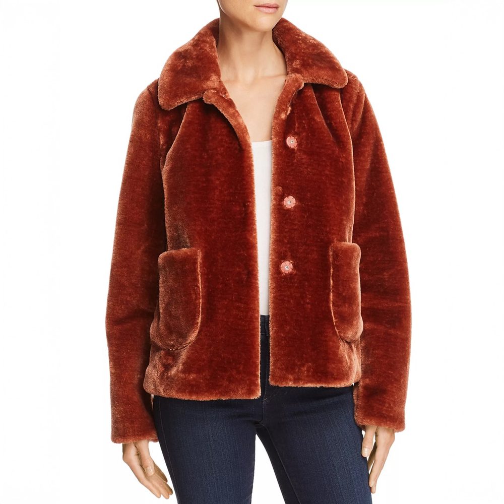 La Vie Rebecca Taylor Women's Spice Faux Fur Coat Jacket - Size XS